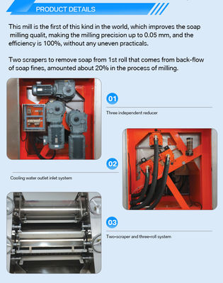 Producción de alta capacidad Triple Roll Mill de jabón haciendo 3 Tres rollos